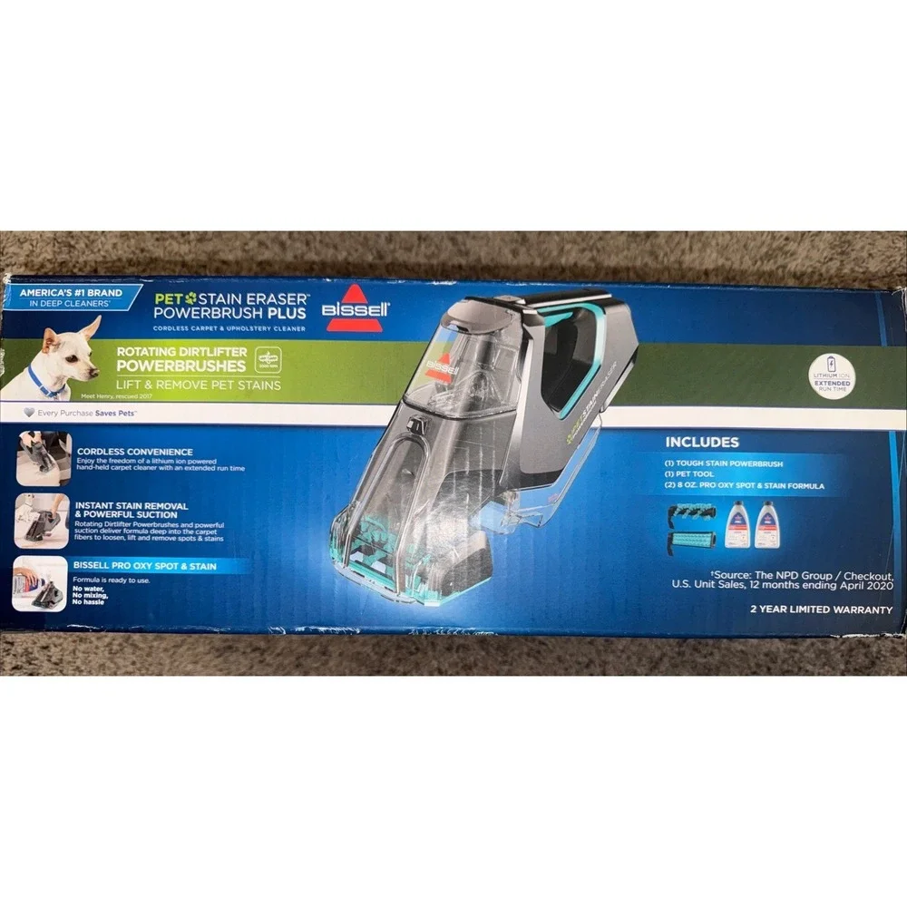 Bissell Pet Stain Eraser Rotating PowerBrush Portable Carpet Cleaner 2846